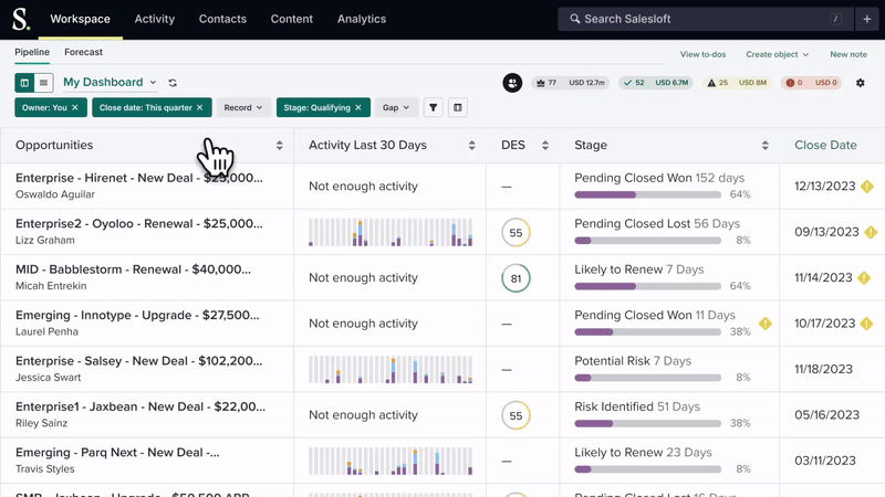 Pipeline View Screen