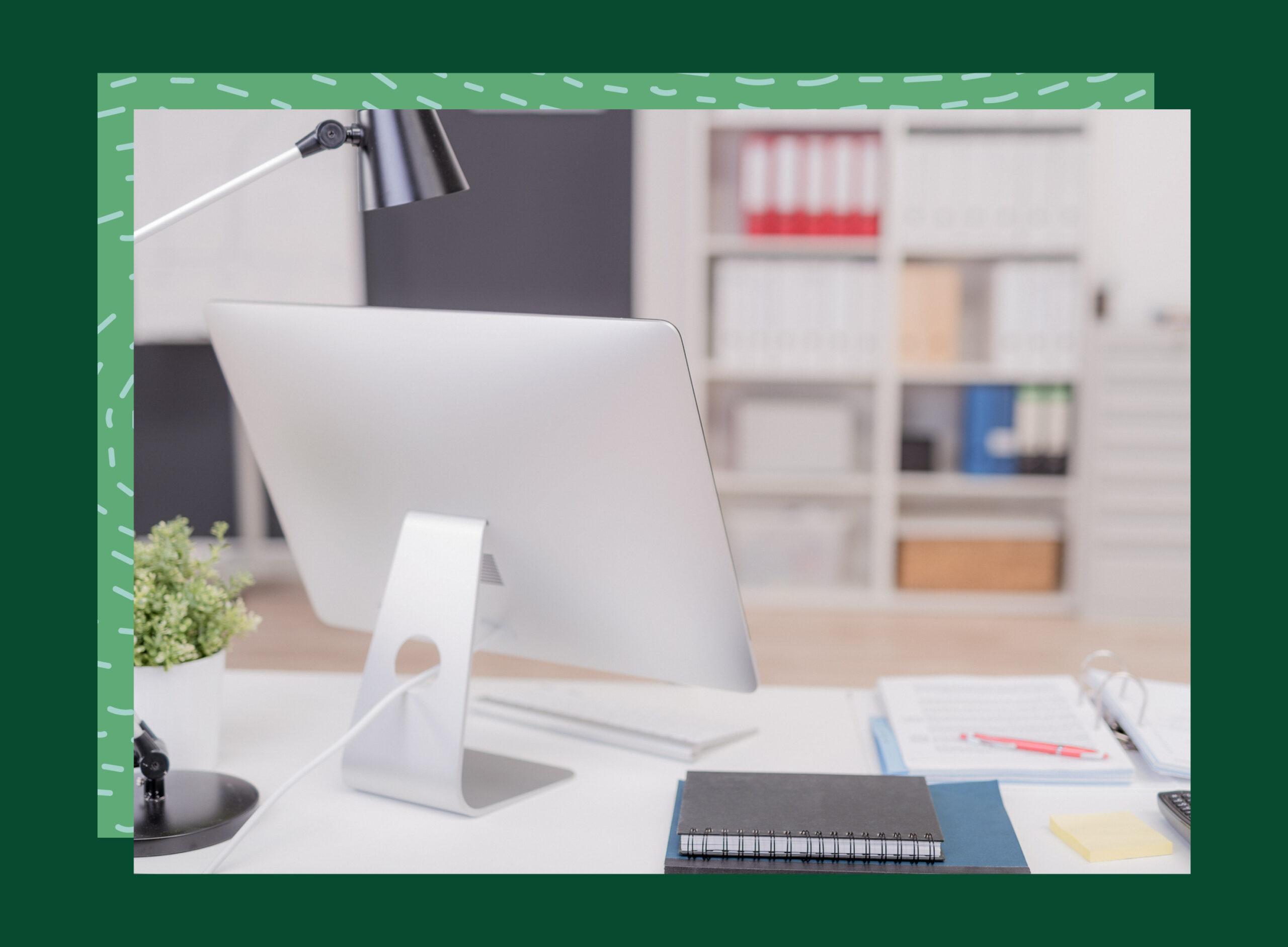 Desk with computer